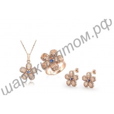 Набор (подвеска+кольцо+серьги) Lovely flowers jewelry set